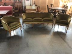  SimoEng Mid 20th Century Italian Style Armchairs and Sofa in Walnut Wood Carved - 2830620