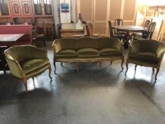  SimoEng Mid 20th Century Italian Style Armchairs and Sofa in Walnut Wood Carved - 2830636