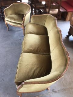  SimoEng Mid 20th Century Italian Style Armchairs and Sofa in Walnut Wood Carved - 2830641
