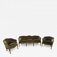  SimoEng Mid 20th Century Italian Style Armchairs and Sofa in Walnut Wood Carved - 2839708