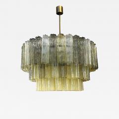  SimoEng Mid Century Modern Italian Amber and Fum Tronchi Murano Glass Chandelier - 4567562