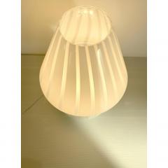 SimoEng Mid Century Modern Striped Milky White Fungo Murano Glass Style Table Lamp - 4027545