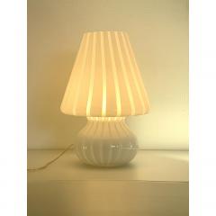  SimoEng Mid Century Modern Striped Milky White Fungo Murano Glass Style Table Lamp - 4027548