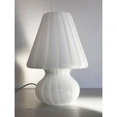  SimoEng Mid Century Modern Striped Milky White Fungo Murano Glass Style Table Lamp - 4027550