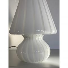  SimoEng Mid Century Modern Striped Milky White Fungo Murano Glass Style Table Lamp - 4027551