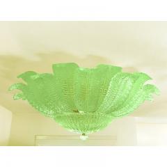  SimoEng Mid Century Modern Style Venetian Green Leafs Murano Style Glass Flush Mount - 3965103