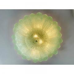  SimoEng Mid Century Modern Style Venetian Green Leafs Murano Style Glass Flush Mount - 3965105