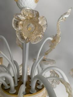  SimoEng Milky and Gold Murano Glass Chandelier With Flowers and Leaves - 2831016