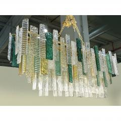  SimoEng Monumental Italian Rectangular Strip Listelli Murano Glass Chandelier - 4567033