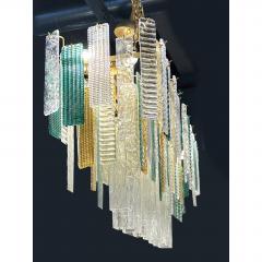  SimoEng Monumental Italian Rectangular Strip Listelli Murano Glass Chandelier - 4567034