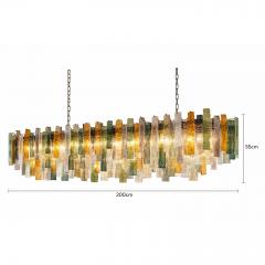  SimoEng Monumental Italian Rectangular Strip Listelli Murano Glass Chandelier - 4567212