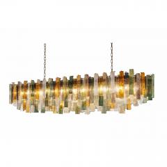  SimoEng Monumental Italian Rectangular Strip Listelli Murano Glass Chandelier - 4567213