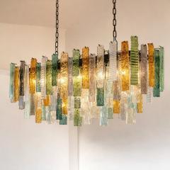  SimoEng Monumental Italian Rectangular Strip Listelli Murano Glass Chandelier - 4567223