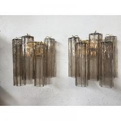  SimoEng Murano Fume Color Glass Tronchi Wall Sconces a Pair - 3645965