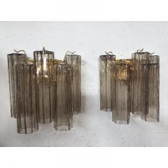  SimoEng Murano Fume Color Glass Tronchi Wall Sconces a Pair - 3645970