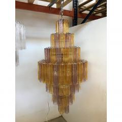  SimoEng Murano Glass Amber and Violet Tronco Chandelier Venini Style - 4209256