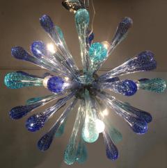  SimoEng Murano Glass Sputnik Chandelier With Blue Air Drops and Kromo Metal Frame - 2830791