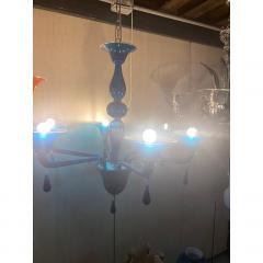  SimoEng Murano Style Glass Chandelier in Blue Lattimo Color - 4086521