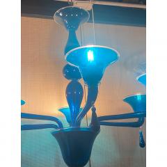 SimoEng Murano Style Glass Chandelier in Blue Lattimo Color - 4209426