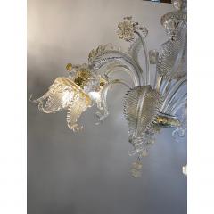  SimoEng Murano Style Glass Clear and Gold Chandelier With Flowers and Leaves - 4030493