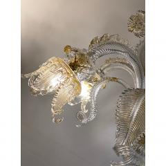  SimoEng Murano Style Glass Clear and Gold Chandelier With Flowers and Leaves - 4030499