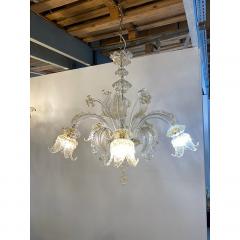  SimoEng Murano Style Glass Clear and Gold Chandelier With Flowers and Leaves - 4030501