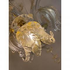  SimoEng Murano Style Glass Clear and Gold Chandelier With Flowers and Leaves - 4030502