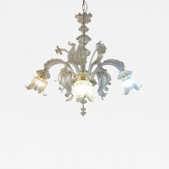  SimoEng Murano Style Glass Clear and Gold Chandelier With Flowers and Leaves - 4031429