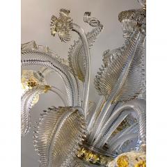  SimoEng Murano Style Glass Clear and Gold Chandelier With Flowers and Leaves - 4070387