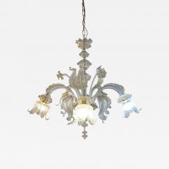  SimoEng Murano Style Glass Clear and Gold Chandelier With Flowers and Leaves - 4073151