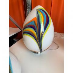  SimoEng Murano Style Glass Multicolored Reeds White Egg Lamp - 3530529