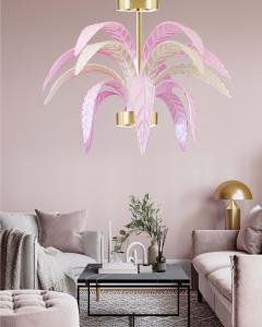  SimoEng Murano glass chandelier lamp pink and opalino palm - 2746693