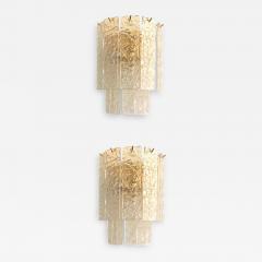  SimoEng Pair of Contemporary Hammered Strips Listelli Murano Glass Gold Wall Sconces - 3713171
