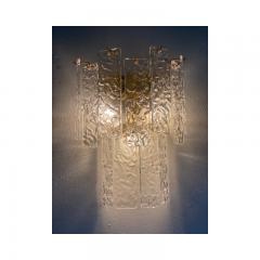  SimoEng Pair of Contemporary Hammered Strips Listelli Murano Glass Wall Sconces - 3233312