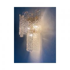  SimoEng Pair of Contemporary Hammered Strips Listelli Murano Glass Wall Sconces - 3233317