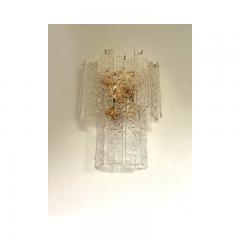  SimoEng Pair of Contemporary Hammered Strips Listelli Murano Glass Wall Sconces - 3233319