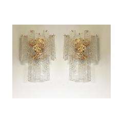  SimoEng Pair of Contemporary Hammered Strips Listelli Murano Glass Wall Sconces - 3233320