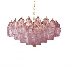  SimoEng Poliedro Murano Glass Pink Chandelier With Gold Metal Frame - 2827493
