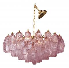  SimoEng Poliedro Murano Glass Pink Chandelier With Gold Metal Frame - 2827496