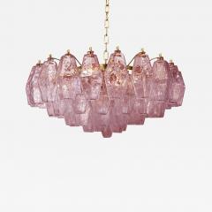 SimoEng Poliedro Murano Glass Pink Chandelier With Gold Metal Frame - 2839682