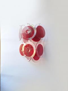  SimoEng Red Murano Glass Disc 2 Level Wall Light Sconce - 2827488