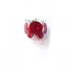  SimoEng Red Murano Glass Disc Wall Light Sconce - 2827508