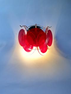  SimoEng Red Murano Glass Disc Wall Light Sconce - 2827512