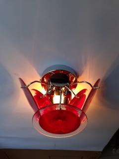  SimoEng Red Murano Glass Disc Wall Light Sconce - 2827513