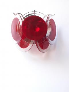  SimoEng Red Murano Glass Disc Wall Light Sconce - 2827514