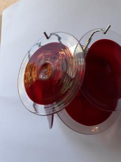  SimoEng Red Murano Glass Disc Wall Light Sconce - 2827515