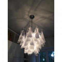  SimoEng Rondine White and Transparent Murano Glass Chrome Frame Sputnik Chandelier - 3646039
