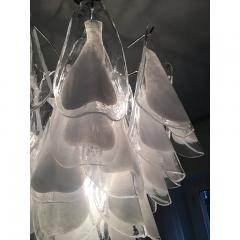  SimoEng Rondine White and Transparent Murano Glass Chrome Frame Sputnik Chandelier - 3646042