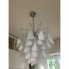  SimoEng Rondine White and Transparent Murano Glass Chrome Frame Sputnik Chandelier - 3646048