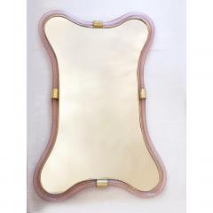  SimoEng Scenographic Pink and Gold Mirror With Torchon Murano Style Glass - 4029950